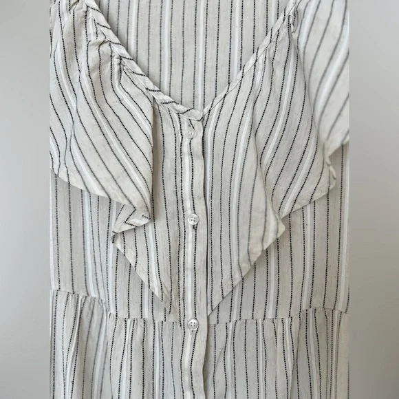 Striped V-Neck Ruffle Dress - Picture 7 of 10